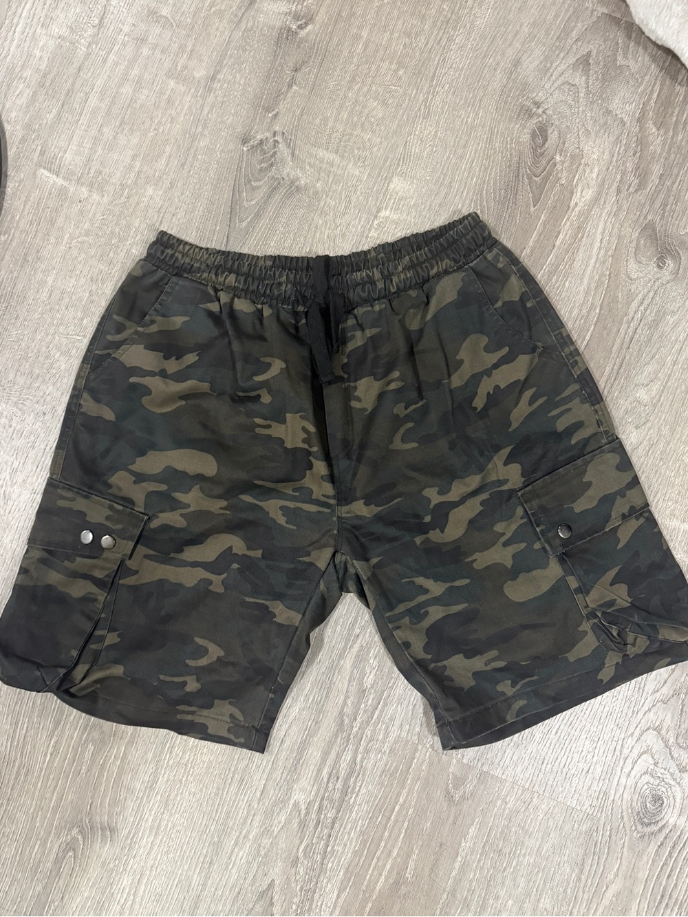 Fashion Nova Camo Cargo Utility Shorts Olive Green